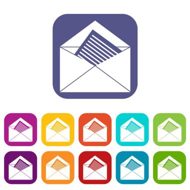 Açık zarf kağıt simgeler levha ile ayarla