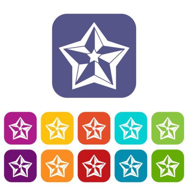 Yıldız simgeler vektör çizim renklerde düz stil içinde kırmızı, mavi, yeşil ve diğer ayarla