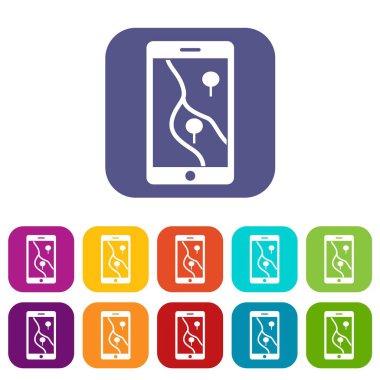Smartphone Gps navigator Icons set ile