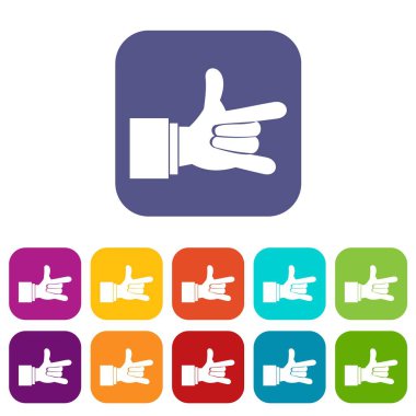 I Love You el Icons set işaret