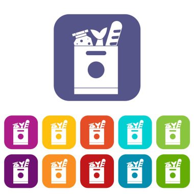 Bakkal çantası gıda simgelerle ayarla