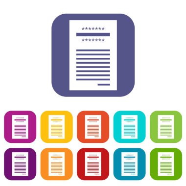 Yazdırılan satış makbuzu Icons set