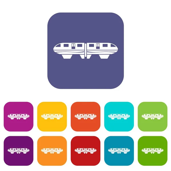 Egysínű vonat ikonok beállítása — Stock Vector