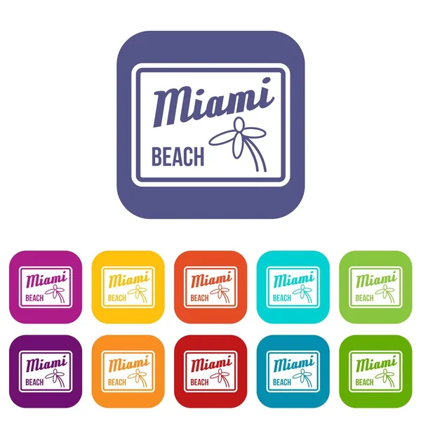 Miami beach ikony nastavit — Stockový vektor