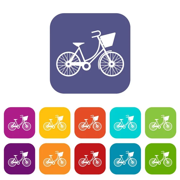 Bicicleta com ícones de bagagem — Vetor de Stock