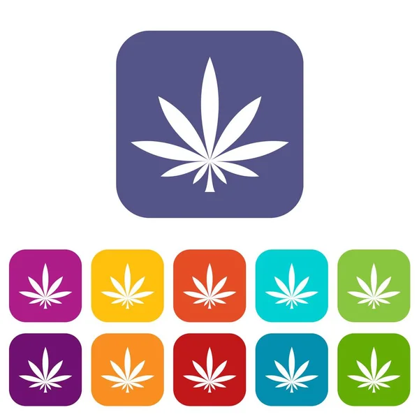 Cannabis blad icons set — Stockvector