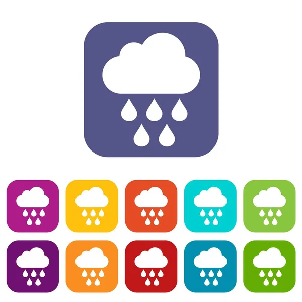 Cloud with rain drops icons set — Stock Vector
