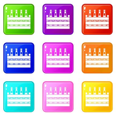 Bira ahşap kutu simgeler 9 ayarla