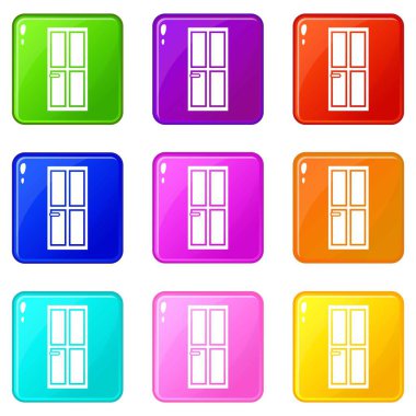 Kapalı ahşap kapı Icons 9 set