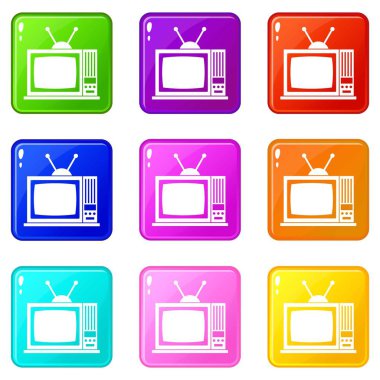 Retro Tv 9 Icons set