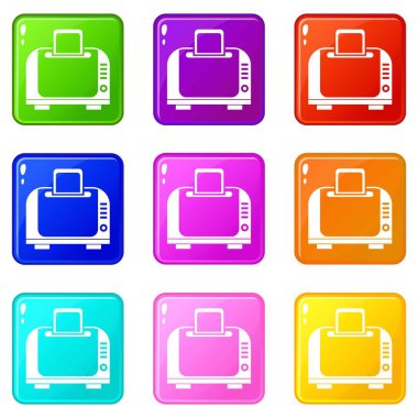 Ekmek kızartma makinesi 9 Icons set