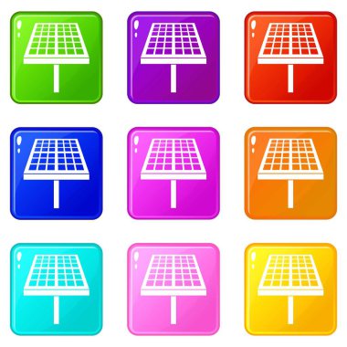 Güneş enerjisi paneli simgeleri 9 ayarla