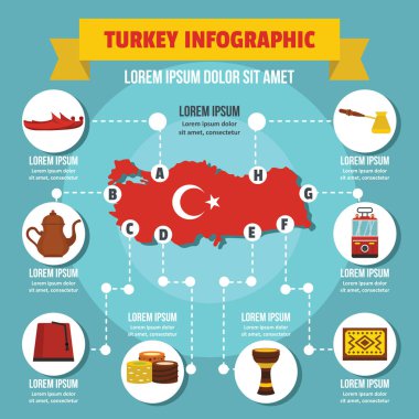 Türkiye Infographic kavramı, düz stil
