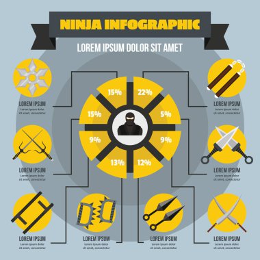 Ninja Infographic kavramı, düz stil
