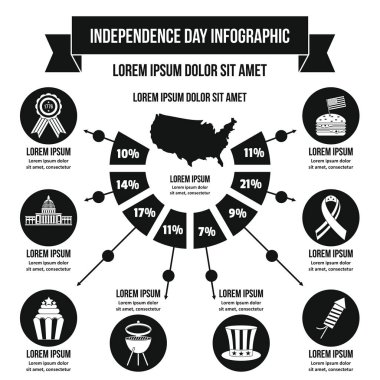 Bağımsızlık günü Infographic kavramı, basit tarzı