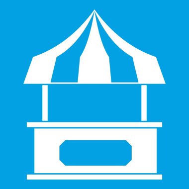 Kiosk beyaz çizgili tente simgesiyle depolamak