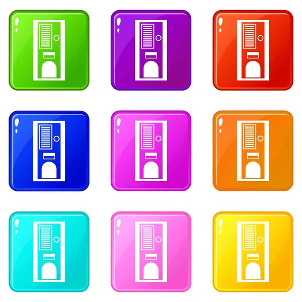 Coffee vending machine icons 9 set — Stock Vector