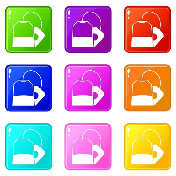 Teabag Icons 9 set — Stok Vektör