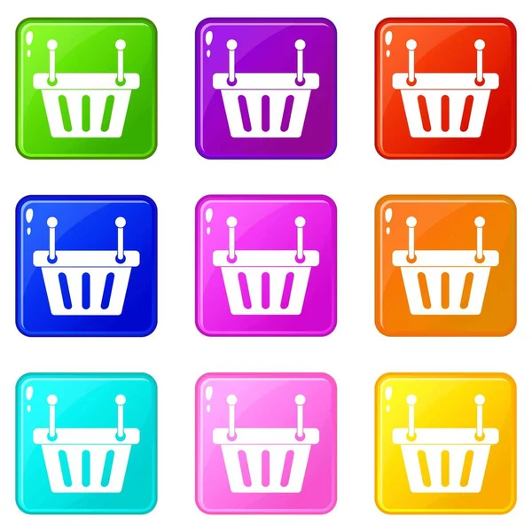 Shopping cart pictogrammen 9 set — Stockvector