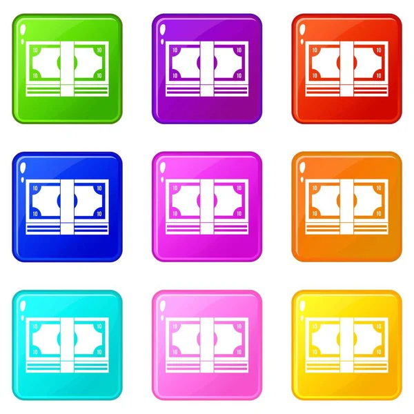 Bundle of money icons 9 set — Stock Vector