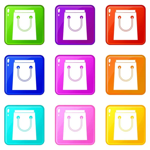 Paper bag icons 9 set — Stock Vector