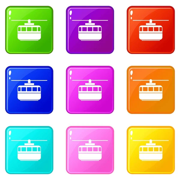 Standseilbahn Symbole 9 Set — Stockvektor