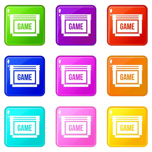 Zestaw ikon 9 gry kasety — Wektor stockowy