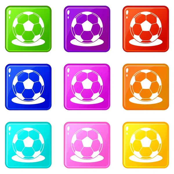 Voetbal bal pictogrammen 9 set — Stockvector