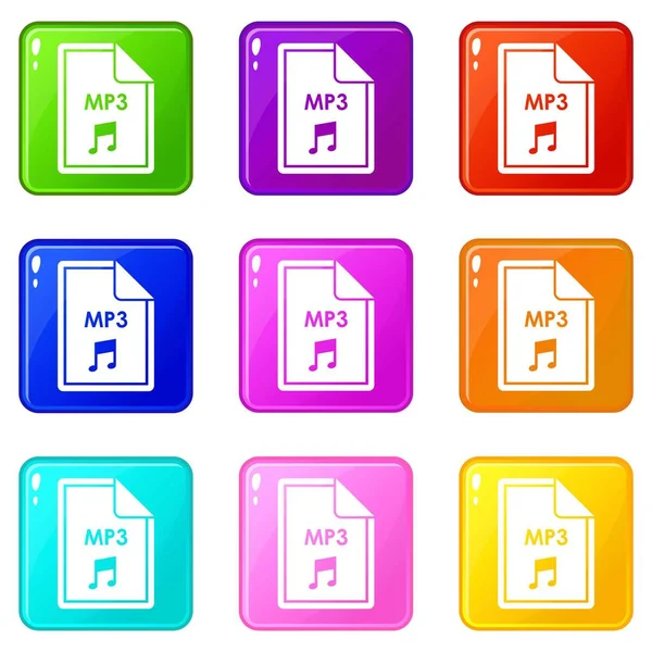 Datei mp3 Symbole 9 Satz — Stockvektor