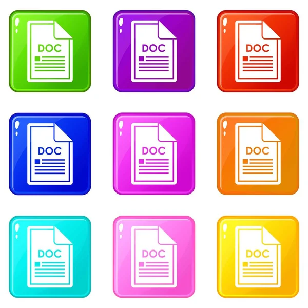 File DOC icons 9 set — Stock Vector