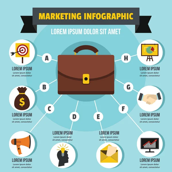 Concept infographique marketing, style plat — Image vectorielle