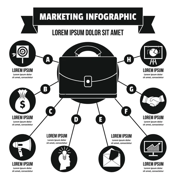 Concetto infografico di marketing, stile semplice — Vettoriale Stock