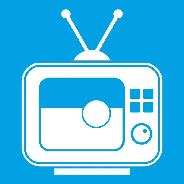 Partido de fútbol en el icono de la TV blanco — Vector de stock