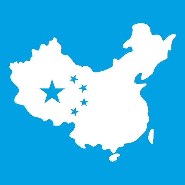 Χάρτης Κίνας λευκό εικονίδιο — Διανυσματικό Αρχείο