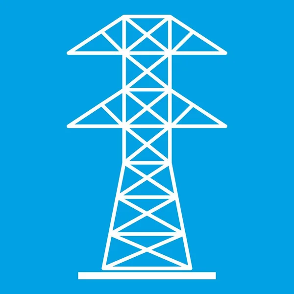 Icono torre de alto voltaje blanco — Vector de stock