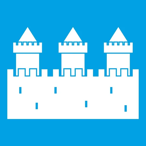 Mittelalterliche Mauer und Türme Symbol weiß — Stockvektor