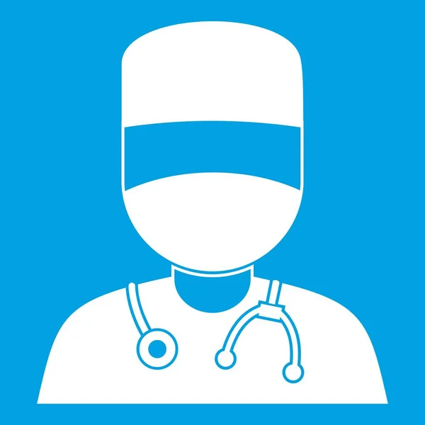 Doctor con máscara icono blanco — Archivo Imágenes Vectoriales