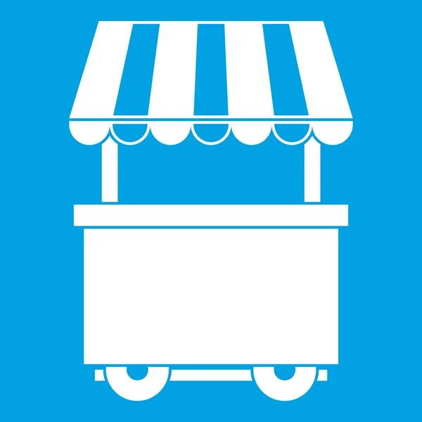 Essenswagen mit Markise Symbol weiß — Stockvektor