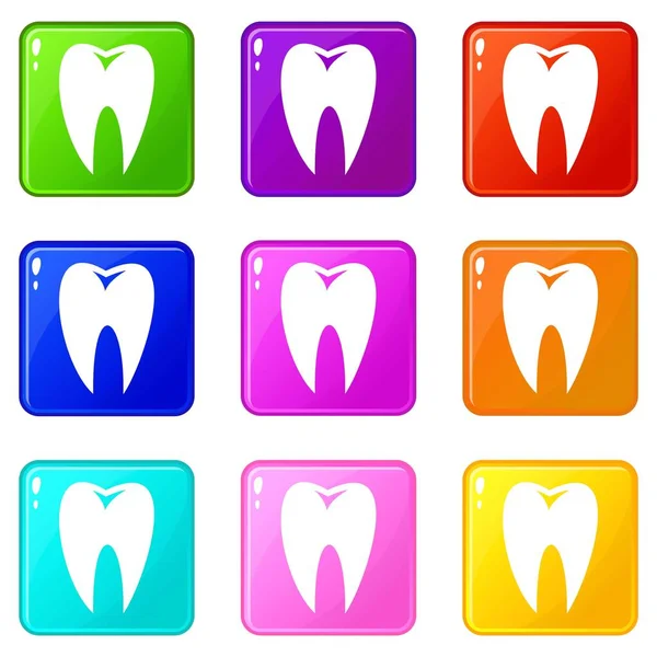 Tooth icons 9 set — Stock Vector