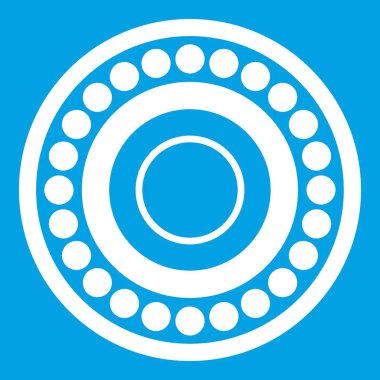 Rulman simgesi beyaz izole üzerinde mavi arka plan vektör çizim