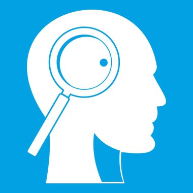 Büyüteç kafa simgesi beyaz