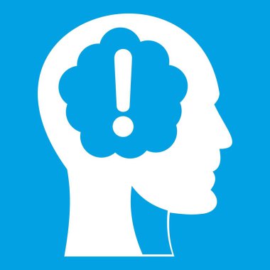 Ünlem işareti simgesi beyaz içinde baş