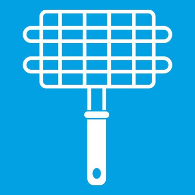 Paslanmaz Barbekü ızgara kamp sepet simgesi beyaz