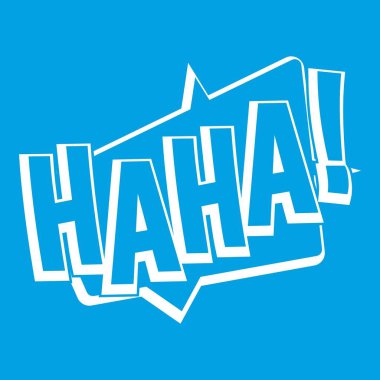 Haha, komik metin ses efekti simgesi beyaz