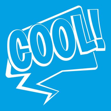 Serin, komik metin konuşma balonu simgesi beyaz