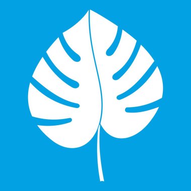 Mavi arka plan vektör illüstrasyon izole yaprak beyaz monstera simgesinin