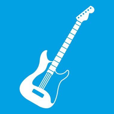 Akustik gitar simgesi beyaz mavi renkli vektör illüstrasyon izole