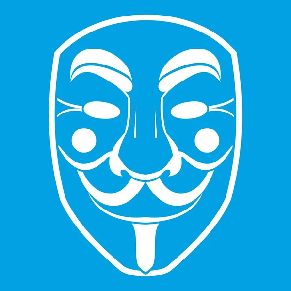 Vendetta masker pictogram wit — Stockvector