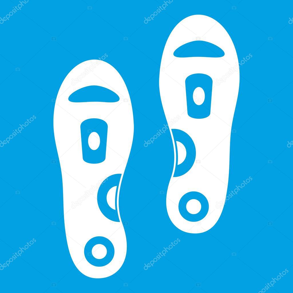 Orthopedic insoles icon white isolated on blue background vector illustration