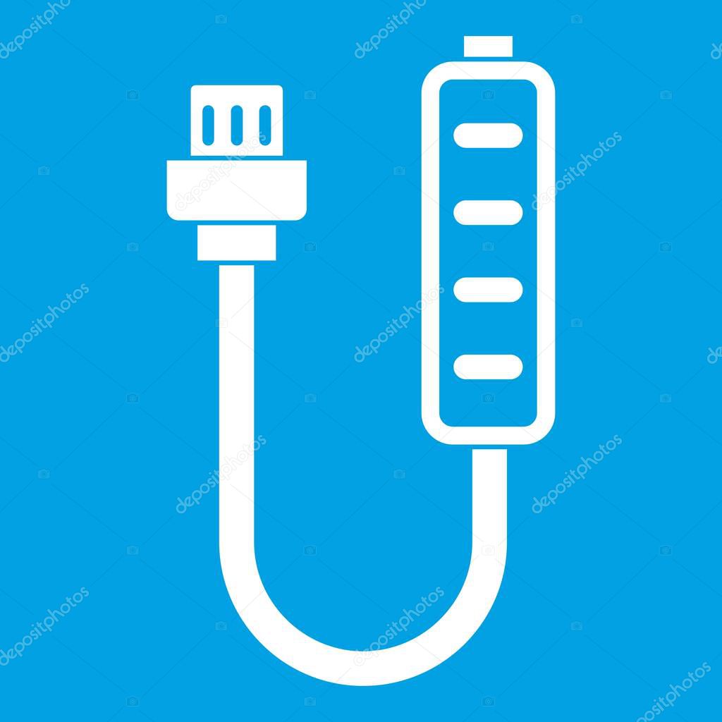 Charger icon white isolated on blue background vector illustration